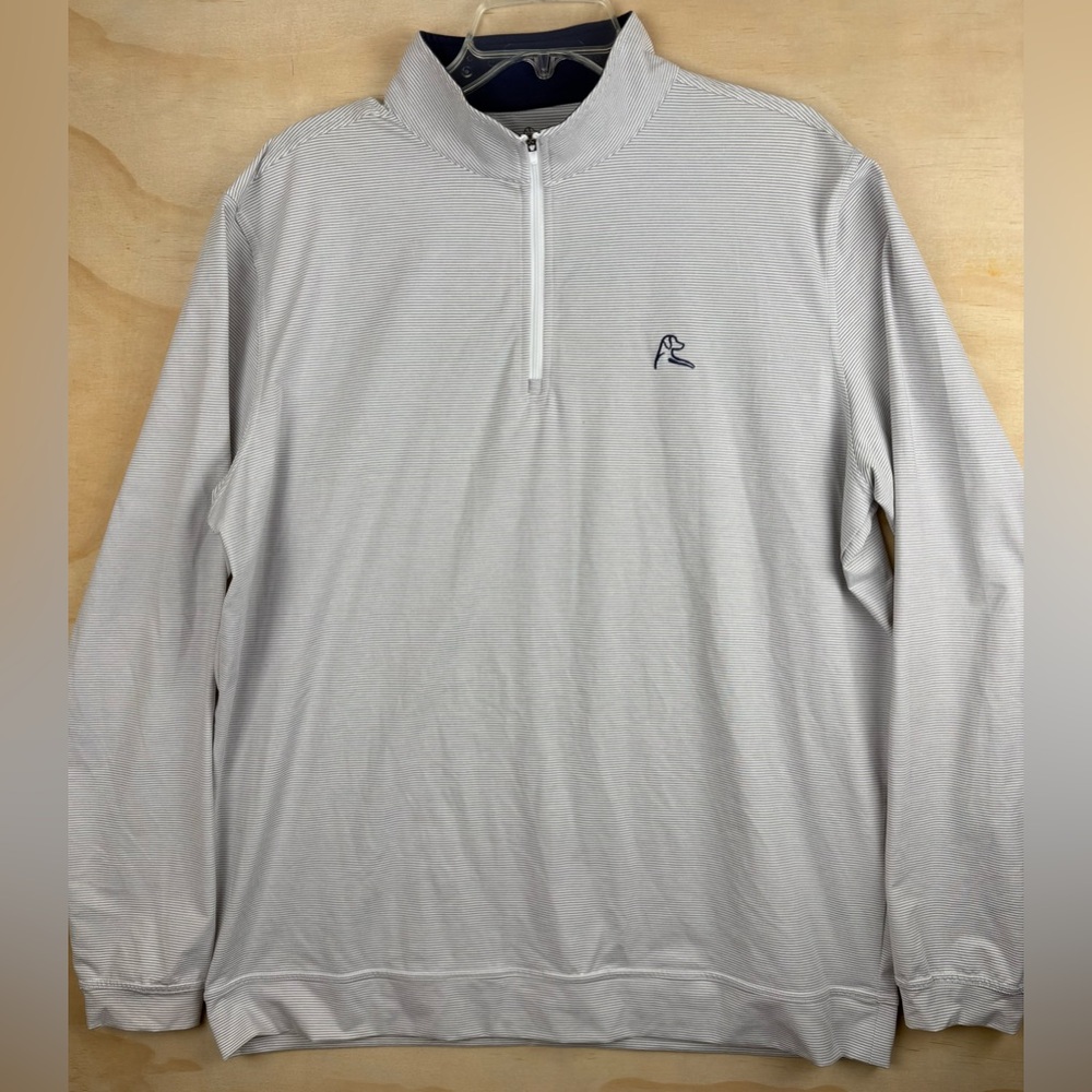 Rhoback Men's 1/4 Zip Pullover Mock Neck Activewear Striped (White/Gray) Size XL